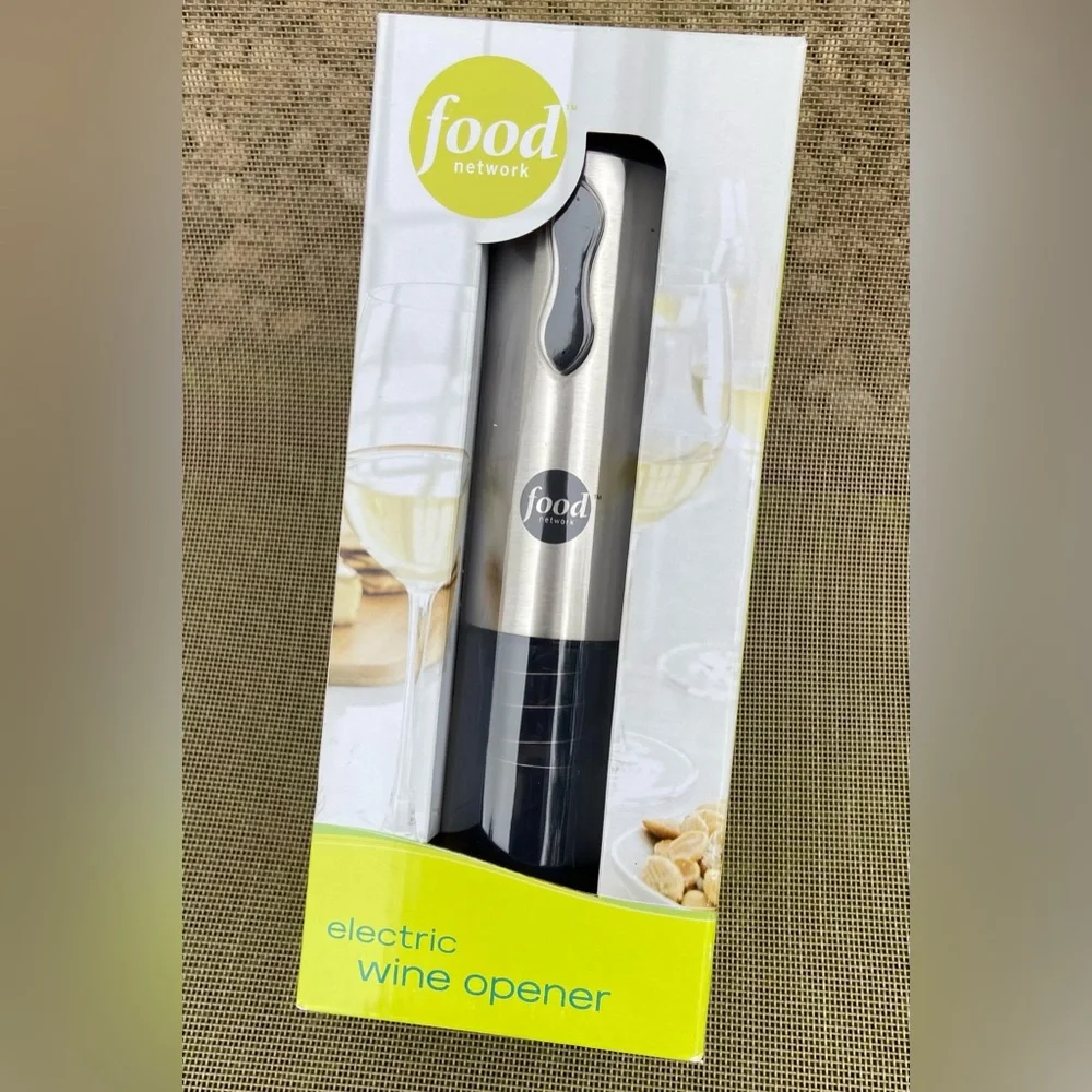 Food Network Silver and Black Electric Wine Opener w/Cutter & Electrical Charger